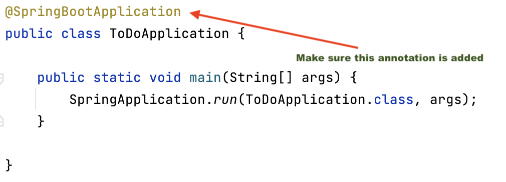 SpringBootApplication annotation on Class with main method
